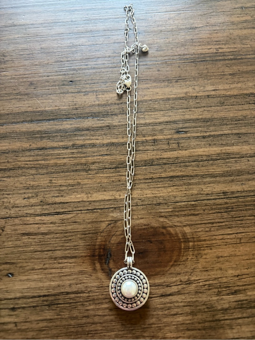 Brighton Silver Opal-Tone Round Pendant Necklace